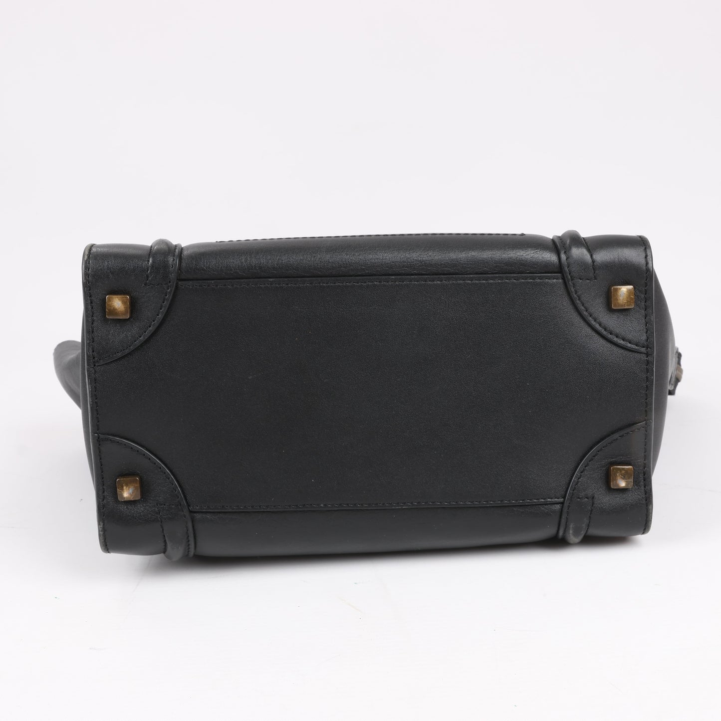 CELINE Luggage Micro Leather Handbag in Black