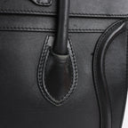 CELINE Luggage Micro Leather Handbag in Black