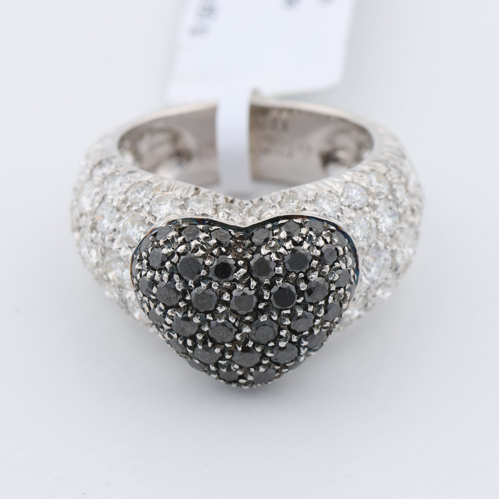 Anillo de corazón de diamantes negros De Grisogono, talla 51