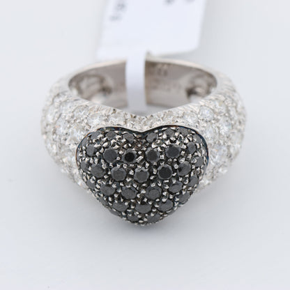 De Grisogono Black Diamond Heart Ring, Size 51