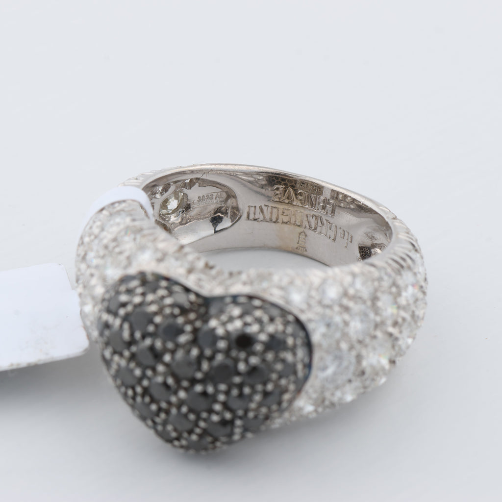 De Grisogono Black Diamond Heart Ring, Size 51