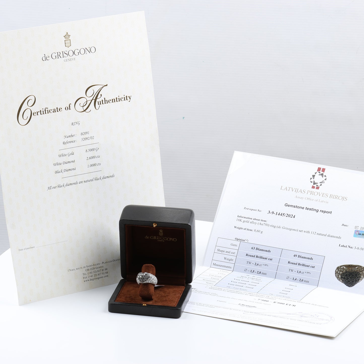 De Grisogono Black Diamond Heart Ring, Size 51