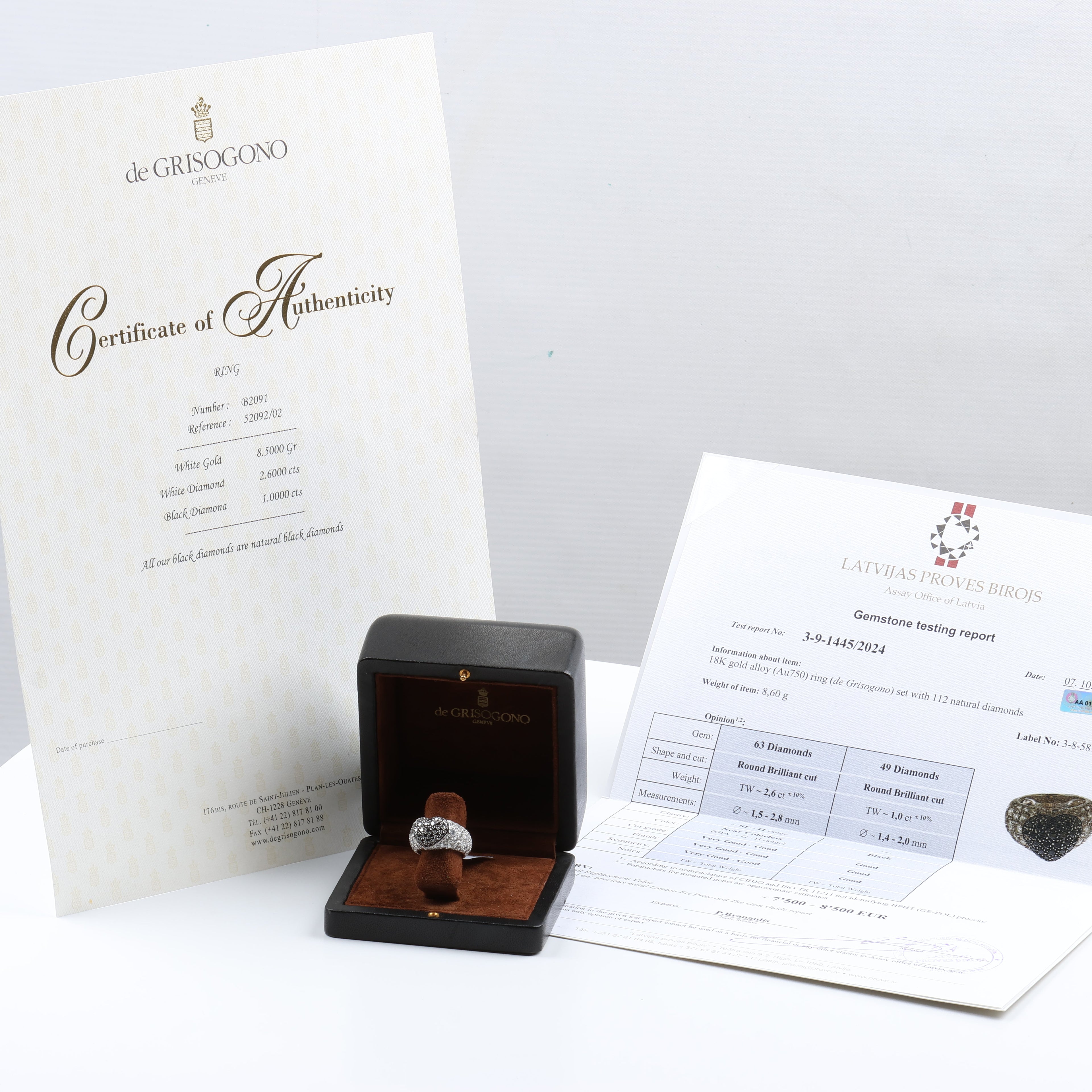 Anillo de corazón de diamantes negros De Grisogono, talla 51