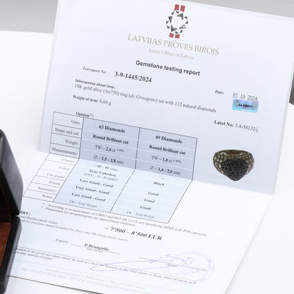 De Grisogono Black Diamond Heart Ring, Size 51