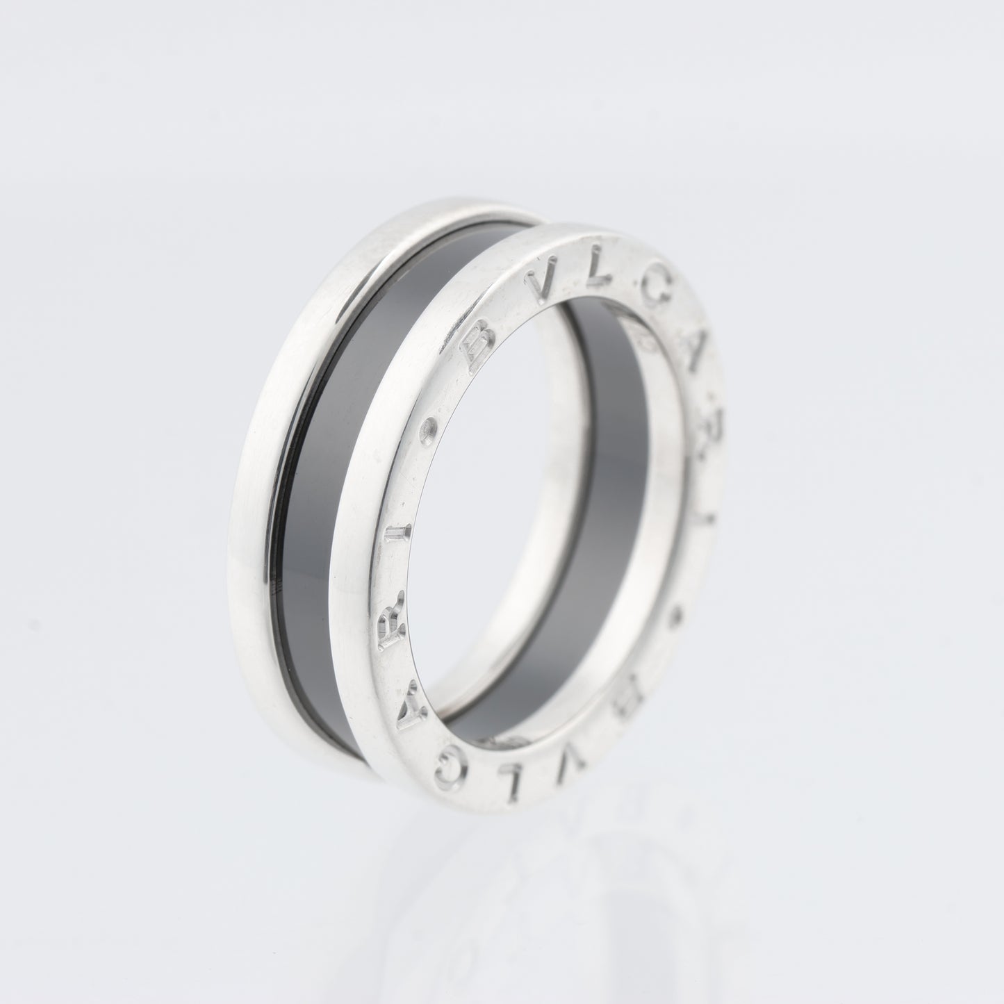 Bague caritative Bvlgari B.Zero 1 « Save the Children » en argent 925 et céramique, 6,2 g, noire et argent, taille 52 UE