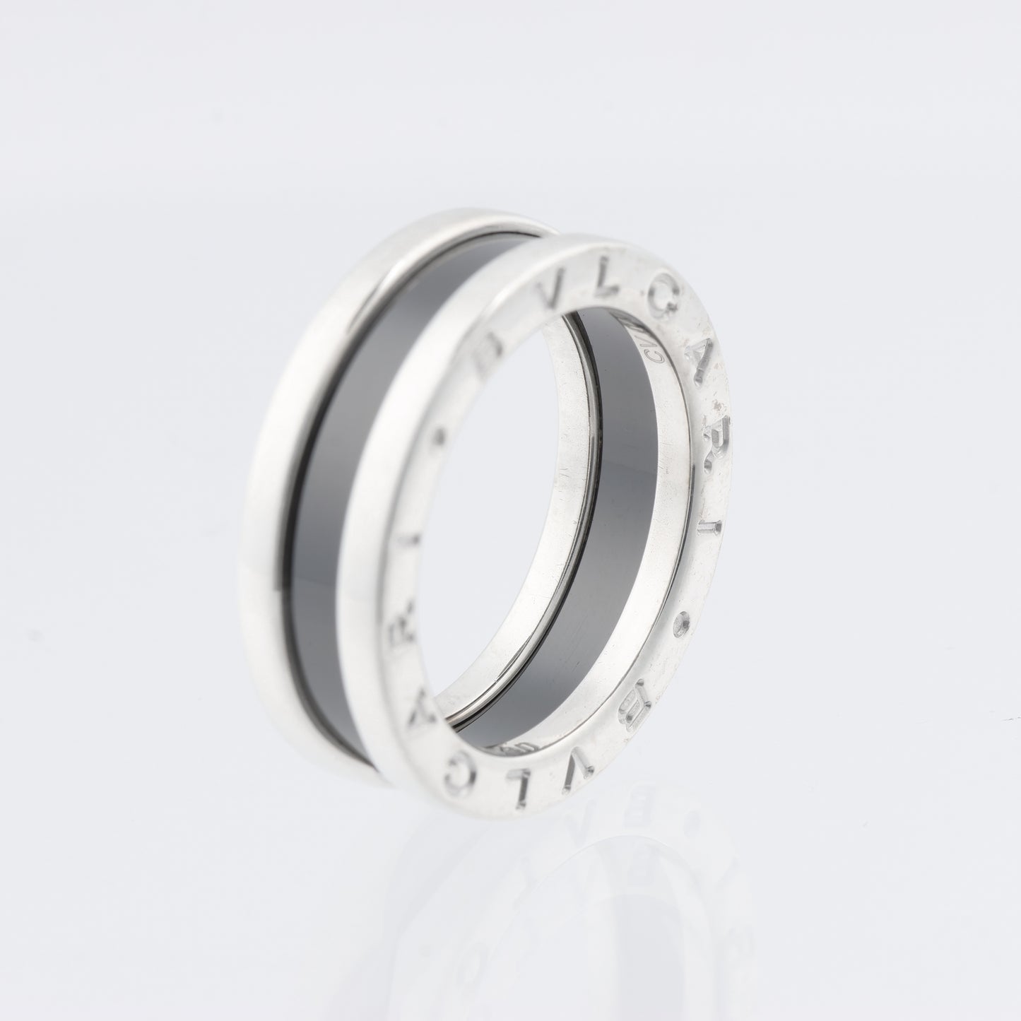 Bague caritative Bvlgari B.Zero 1 « Save the Children » en argent 925 et céramique, 6,2 g, noire et argent, taille 52 UE