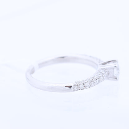Non Signe / Unsigned 14K White Gold Ring with 45 Natural Diamonds