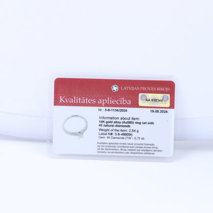 Non Signe / Unsigned 14K White Gold Ring with 45 Natural Diamonds