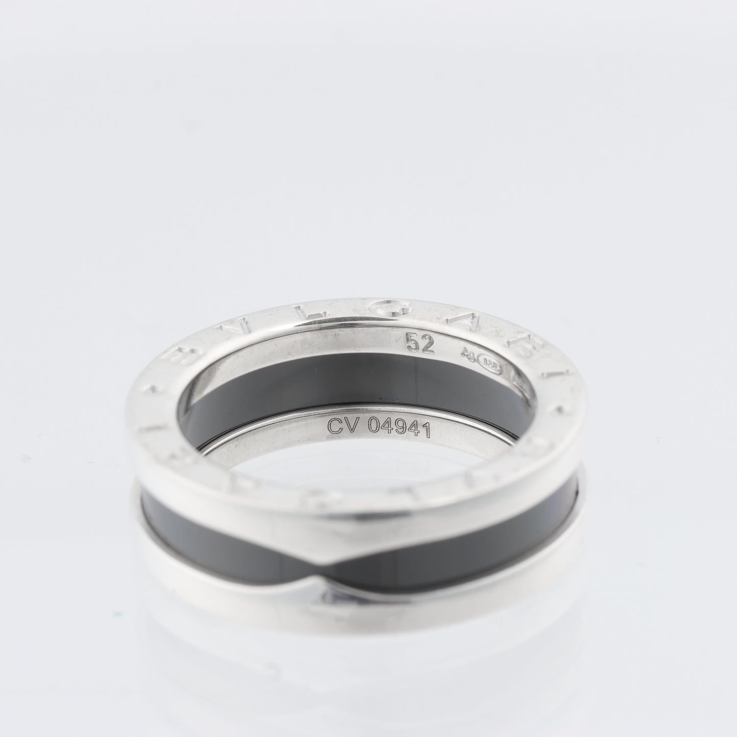 Bague caritative Bvlgari B.Zero 1 « Save the Children » en argent 925 et céramique, 6,2 g, noire et argent, taille 52 UE