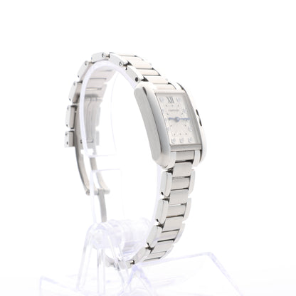 Cartier Tank Anglaise W4TA0003 3485312740UX SS QZ Uhr mit silbernem Zifferblatt