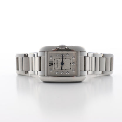 Cartier Tank Anglaise W4TA0003 3485312740UX SS QZ Uhr mit silbernem Zifferblatt