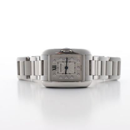 Cartier Tank Anglaise W4TA0003 3485312740UX SS QZ Silver-Face Watch