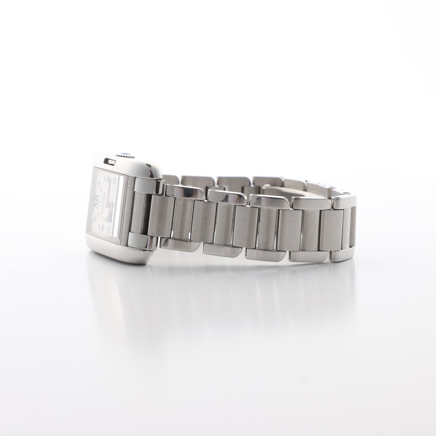 Cartier Tank Anglaise W4TA0003 3485312740UX SS QZ Uhr mit silbernem Zifferblatt