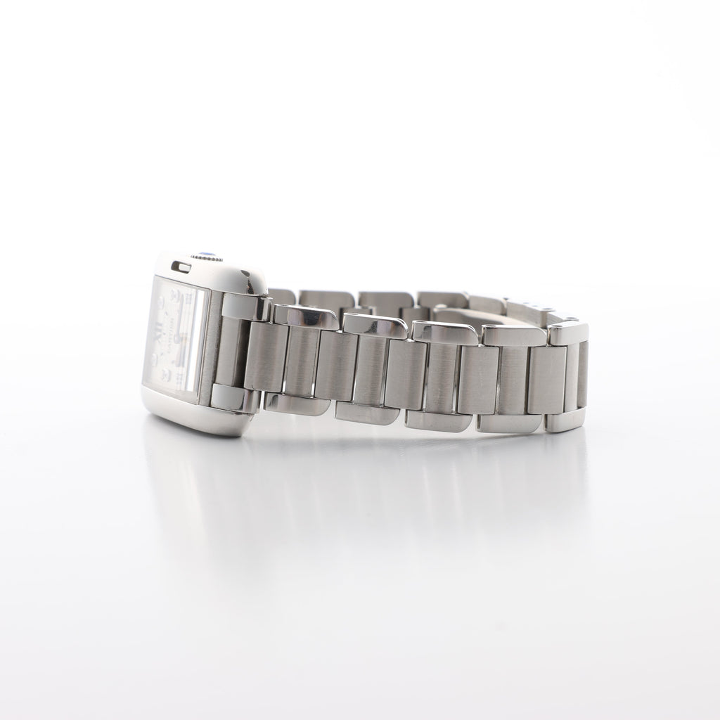 Cartier Tank Anglaise W4TA0003 3485312740UX SS QZ Silver-Face Watch