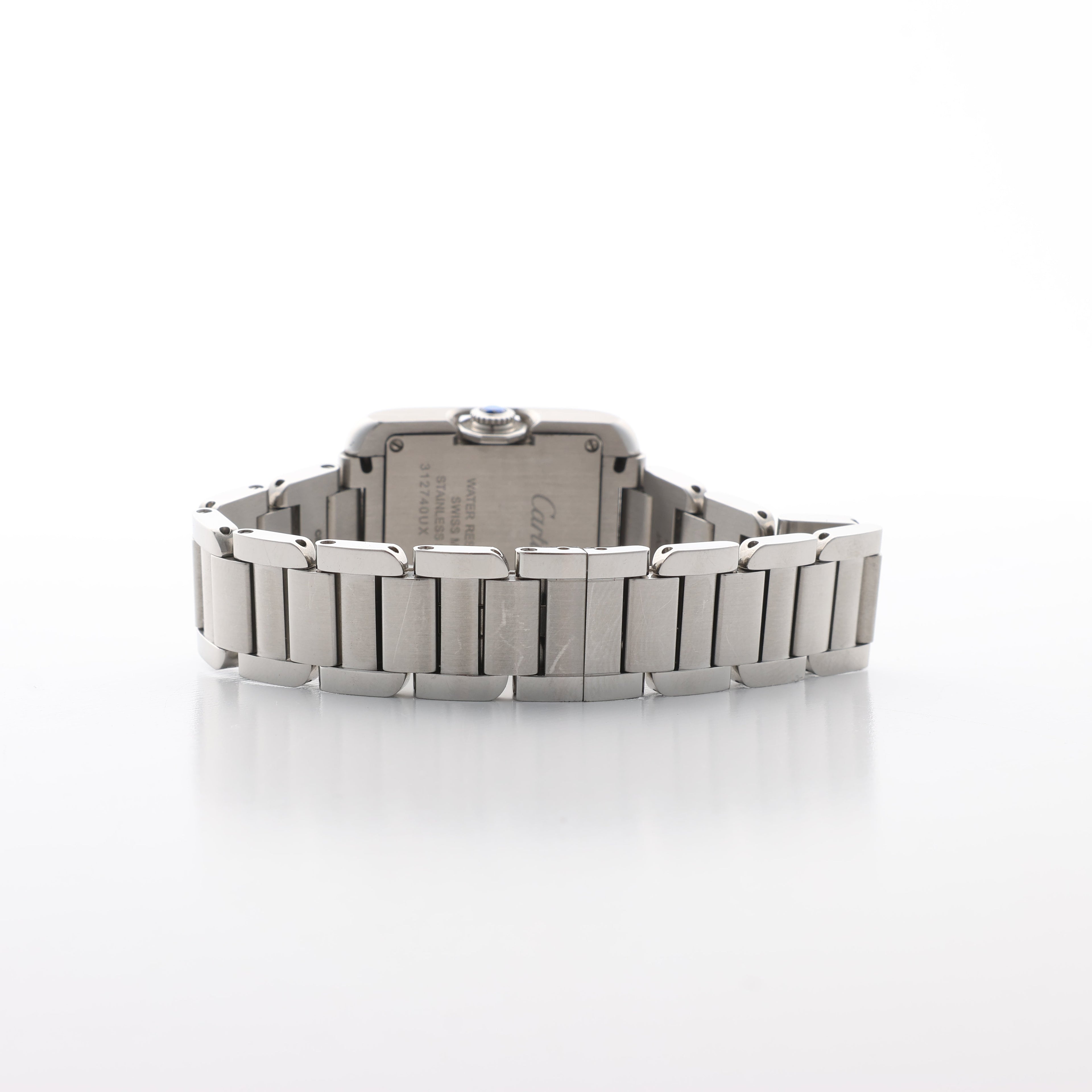 Cartier Tank Anglaise W4TA0003 3485312740UX SS QZ Silver-Face Watch