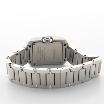 Cartier Tank Anglaise W4TA0003 3485312740UX SS QZ Uhr mit silbernem Zifferblatt