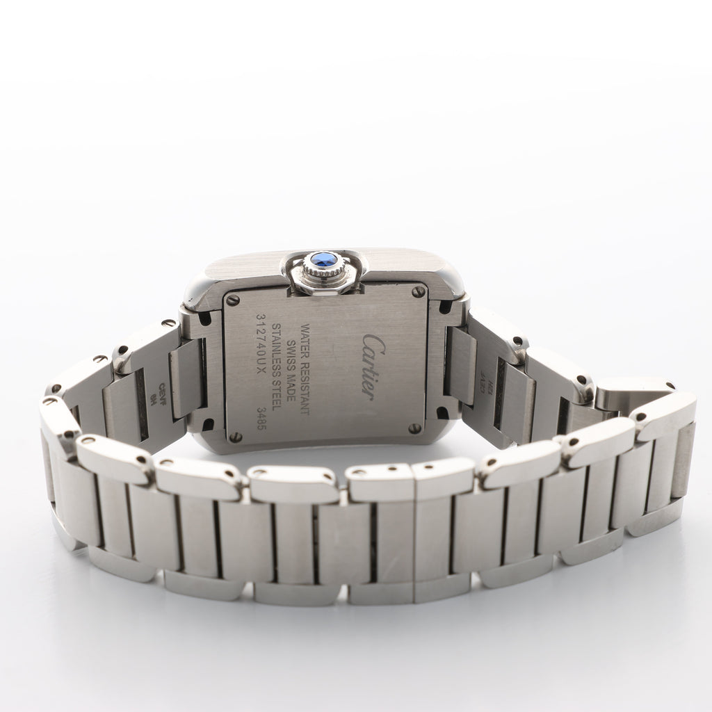Cartier Tank Anglaise W4TA0003 3485312740UX SS QZ Silver-Face Watch