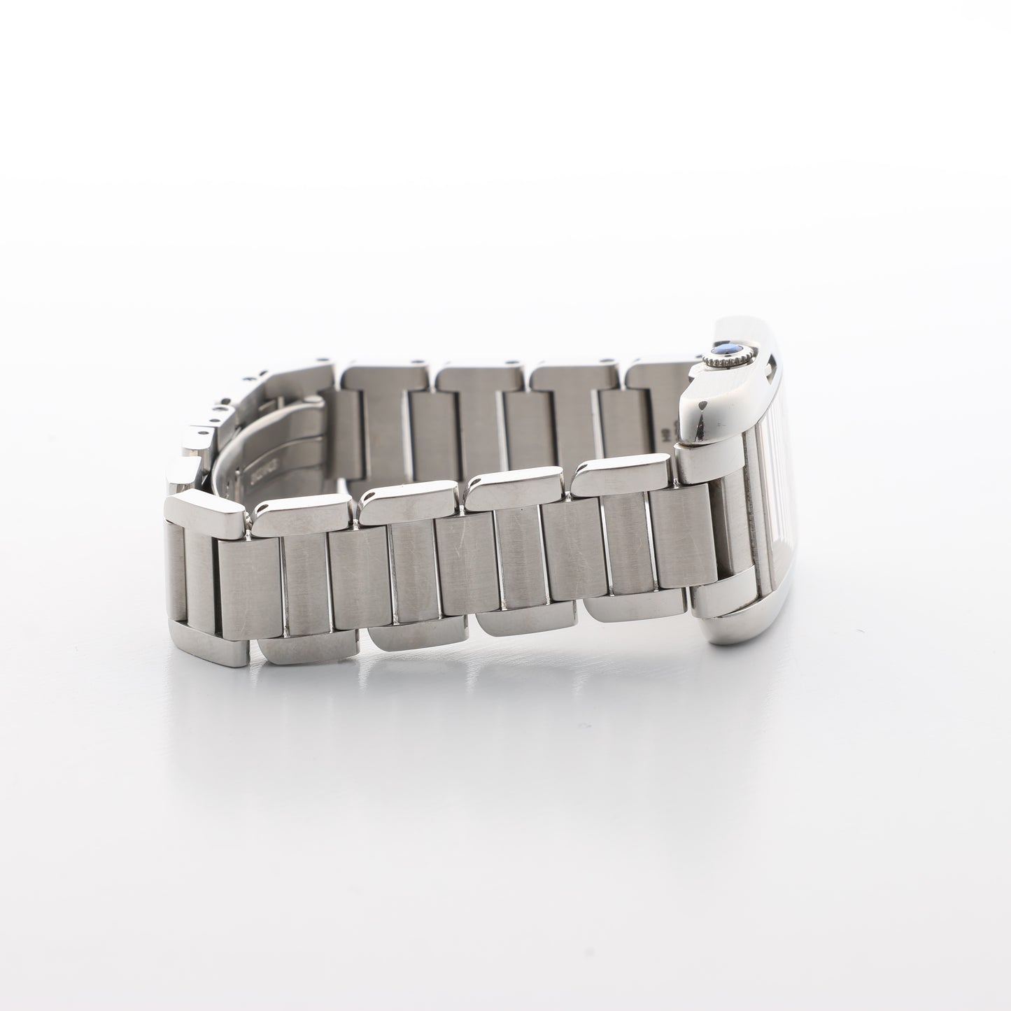 Cartier Tank Anglaise W4TA0003 3485312740UX SS QZ Uhr mit silbernem Zifferblatt