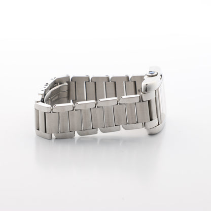 Cartier Tank Anglaise W4TA0003 3485312740UX SS QZ Uhr mit silbernem Zifferblatt