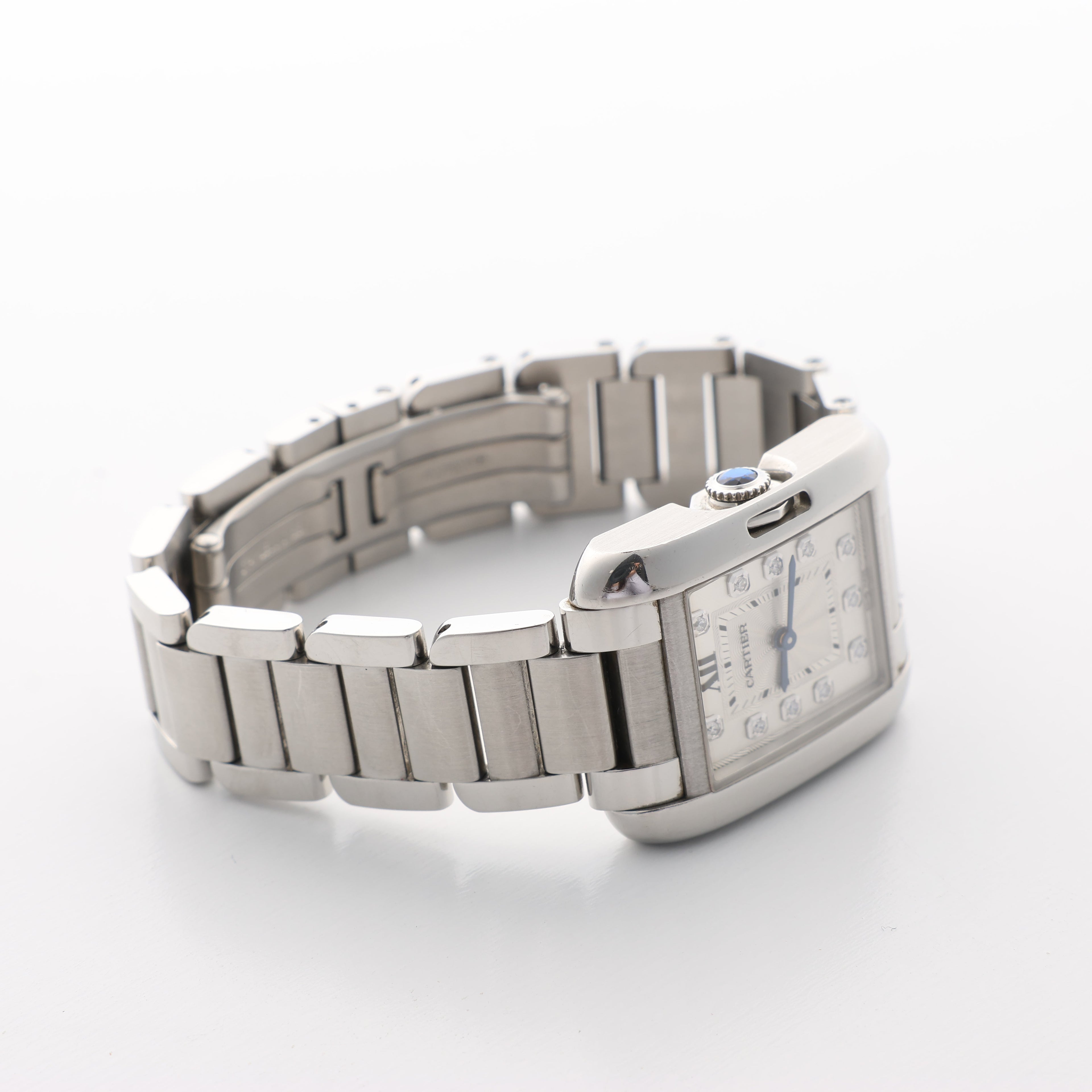 Cartier Tank Anglaise W4TA0003 3485312740UX SS QZ Silver-Face Watch