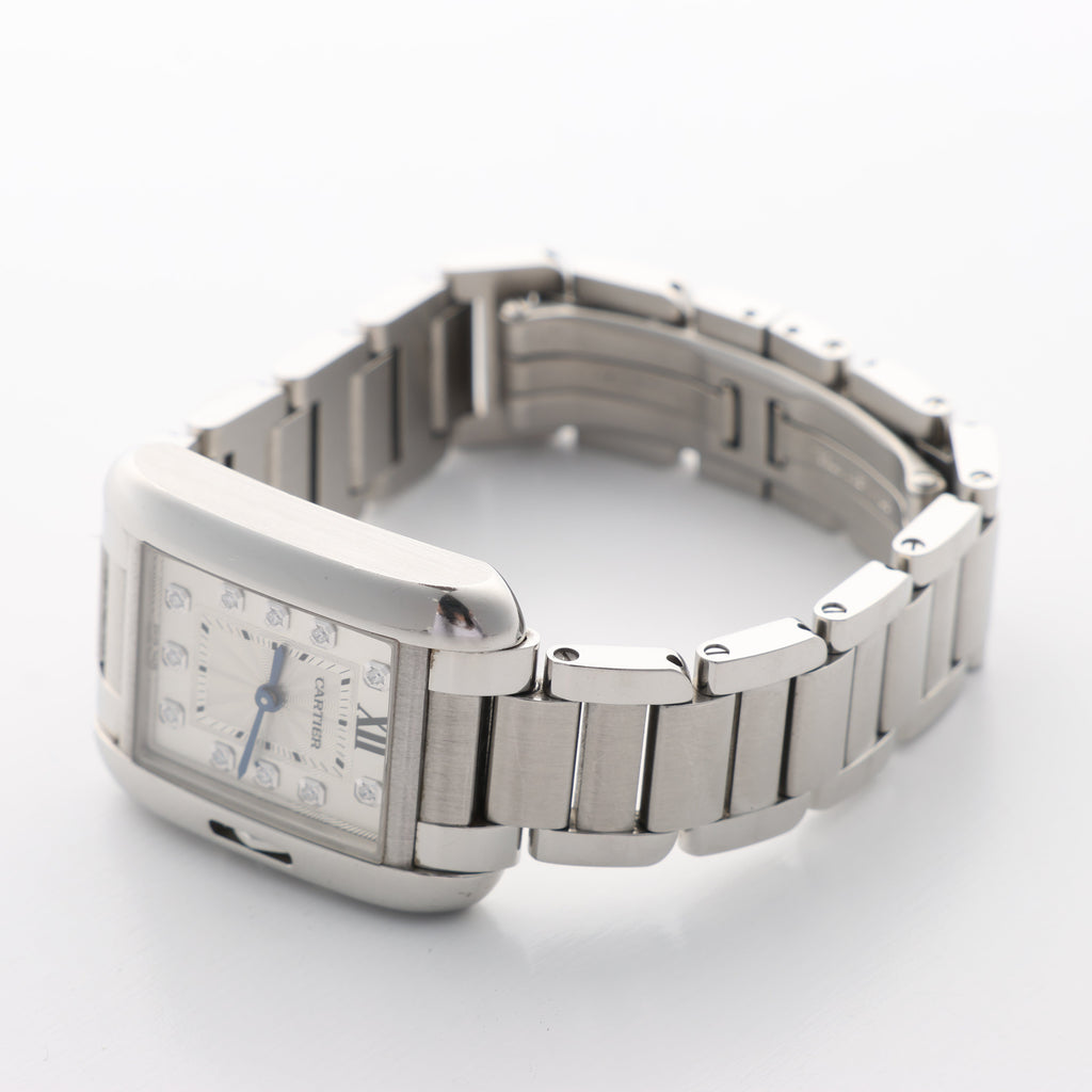 Cartier Tank Anglaise W4TA0003 3485312740UX SS QZ Silver-Face Watch
