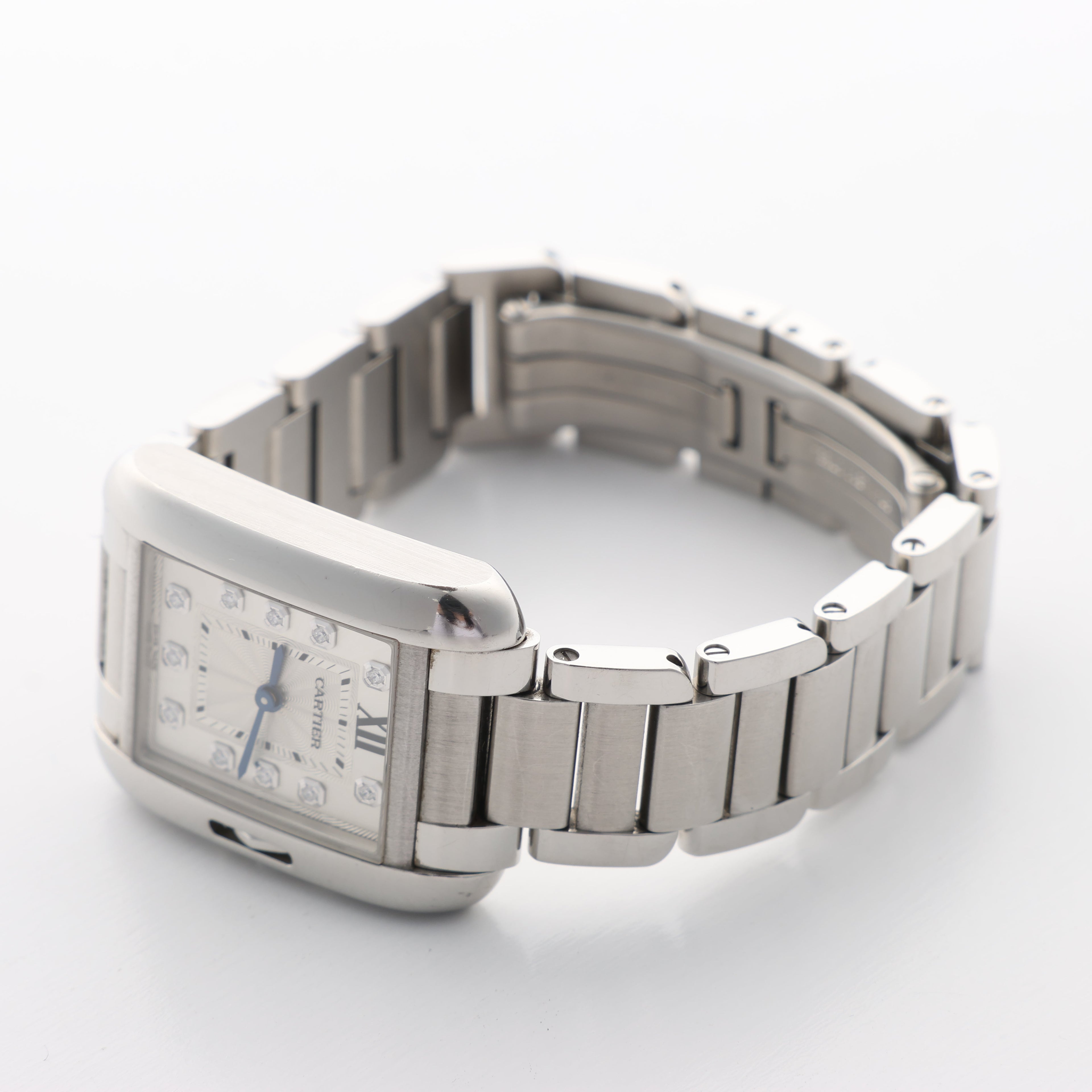 Cartier Tank Anglaise W4TA0003 3485312740UX SS QZ Silver-Face Watch