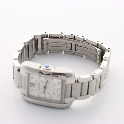 Cartier Tank Anglaise W4TA0003 3485312740UX SS QZ Uhr mit silbernem Zifferblatt