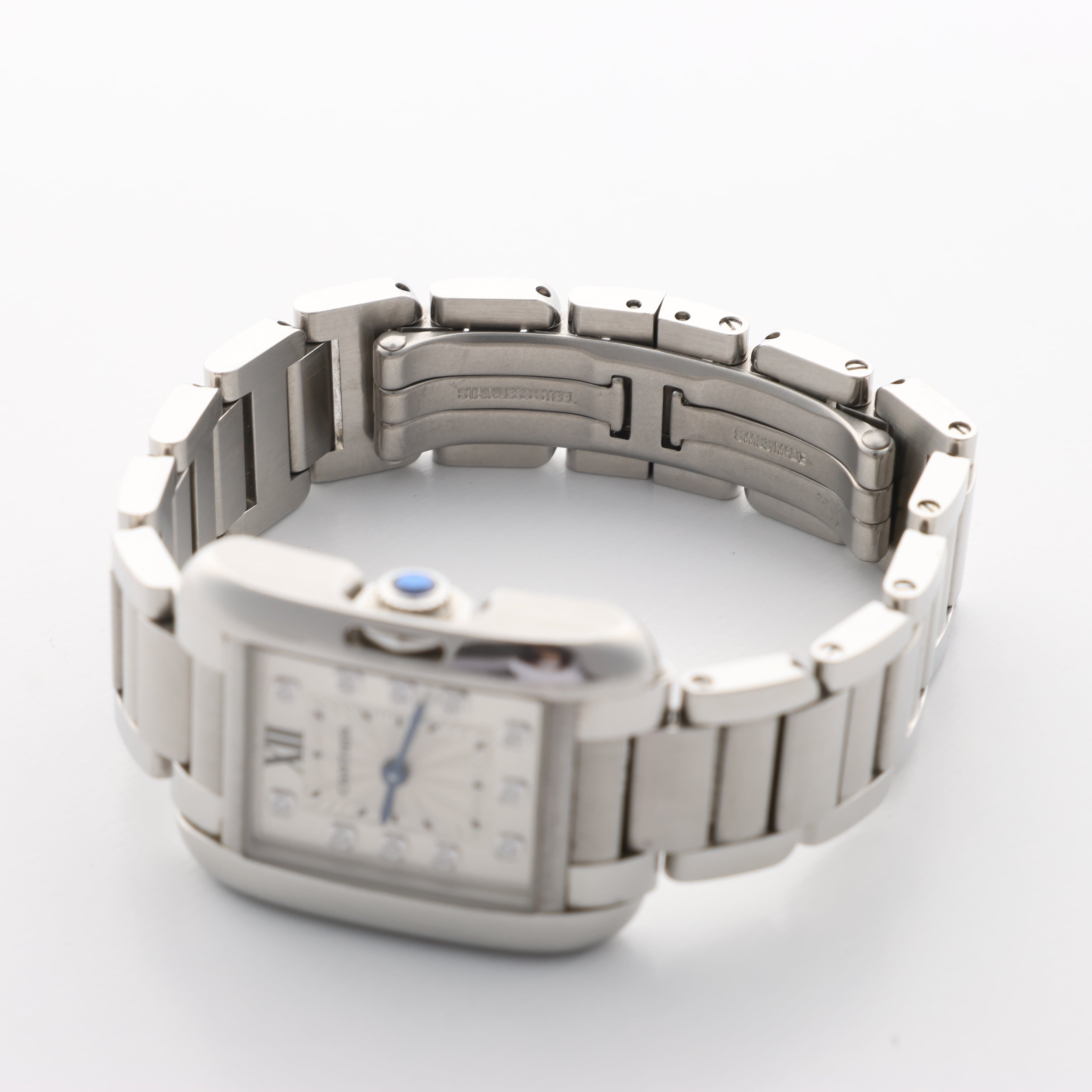 Cartier Tank Anglaise W4TA0003 3485312740UX SS QZ Silver-Face Watch