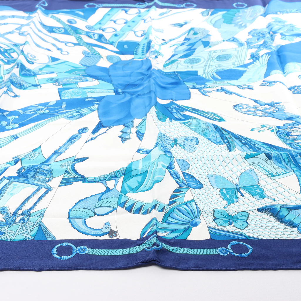 Hermès Carré 70 "soleil de soie" Silk handkerchief in Blue