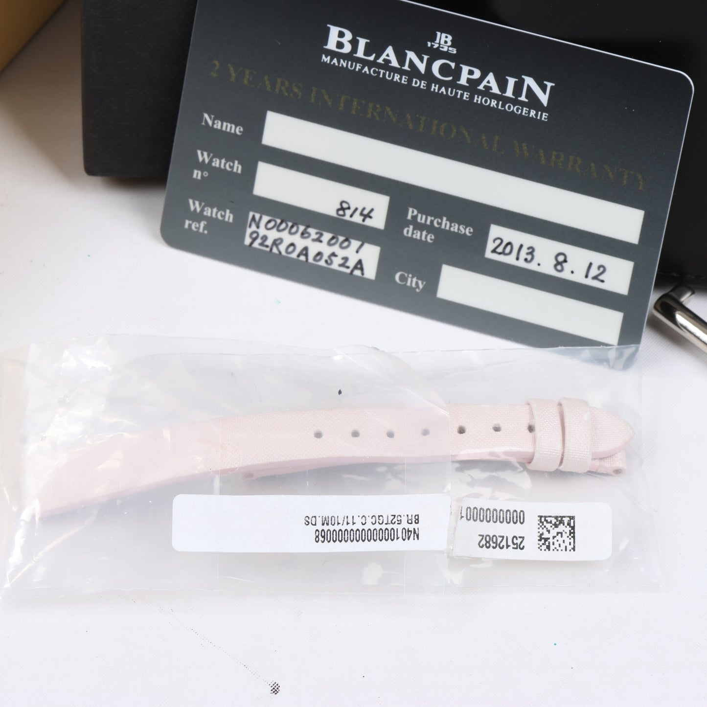 Montre Blancpain Lady Bird 814 WG et cuir AT, cadran argenté N00062001 92R0A052A