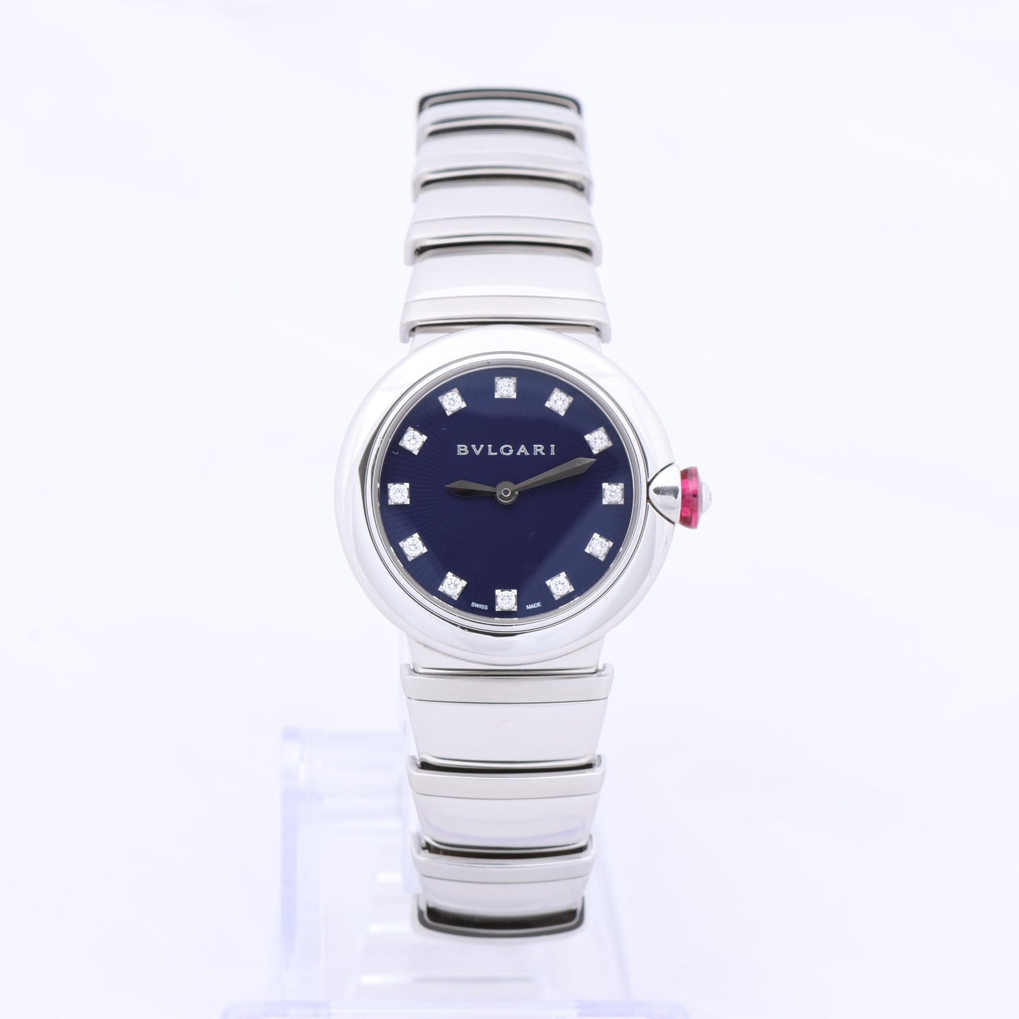 Bvlgari Lucea LU28S L4136 SS QZ Uhr mit blauem Zifferblatt