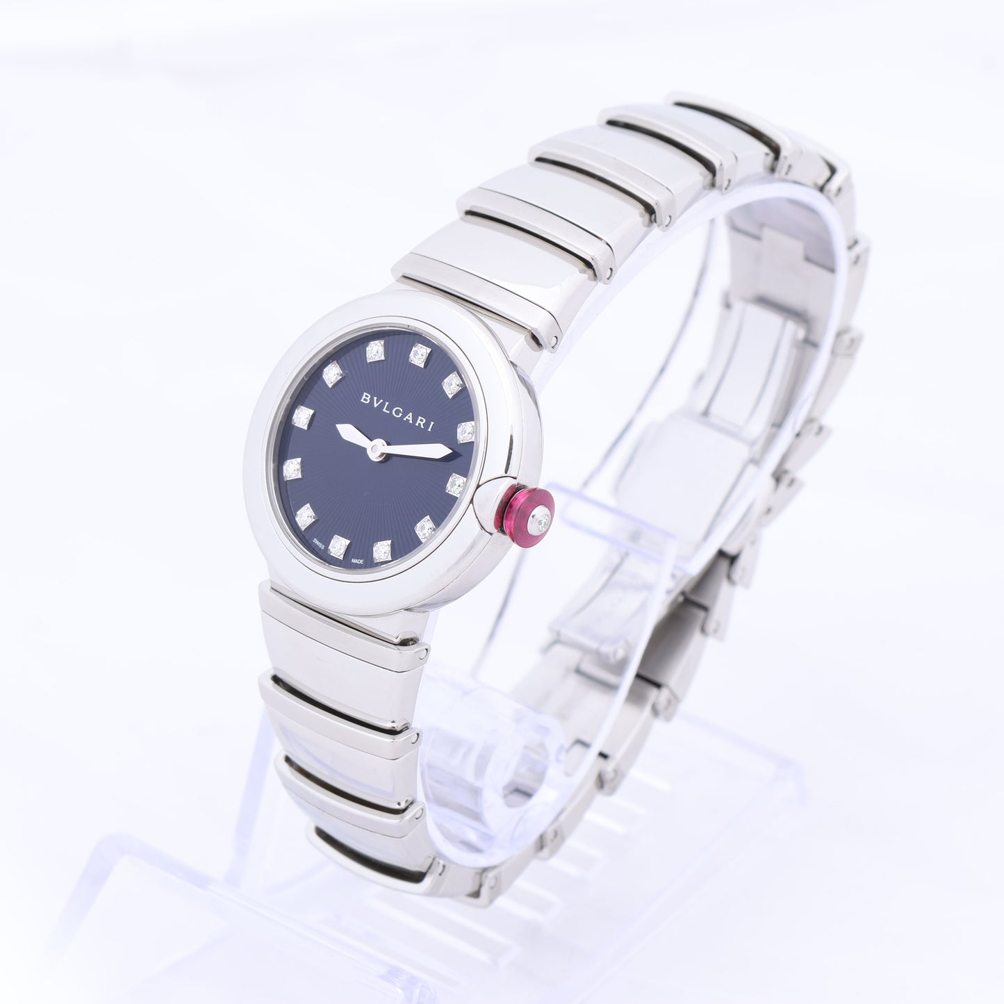 Bvlgari Lucea LU28S L4136 SS QZ Uhr mit blauem Zifferblatt