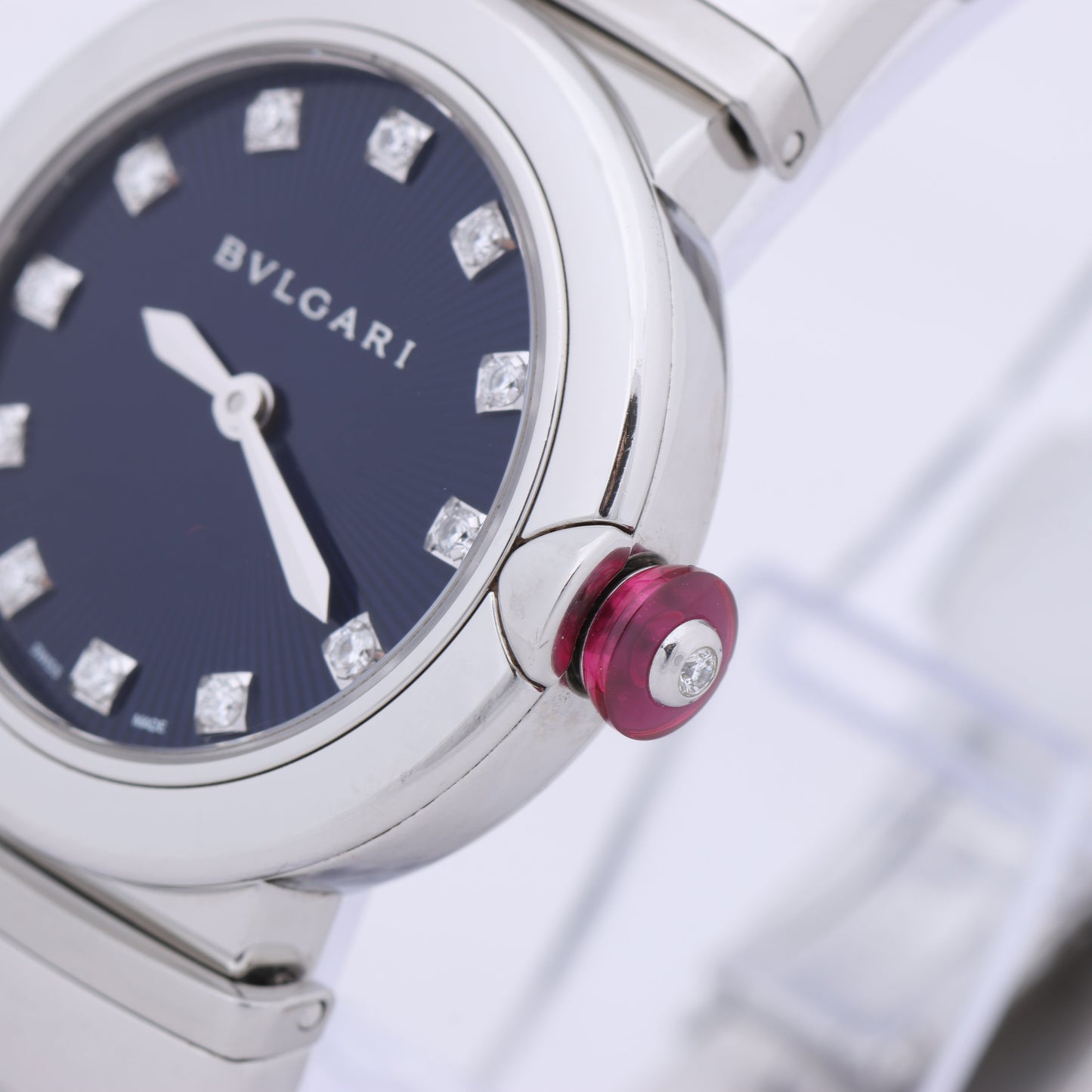 Bvlgari Lucea LU28S L4136 SS QZ Uhr mit blauem Zifferblatt