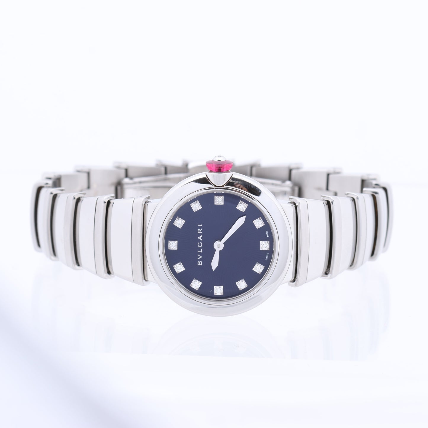 Bvlgari Lucea LU28S L4136 SS QZ Uhr mit blauem Zifferblatt