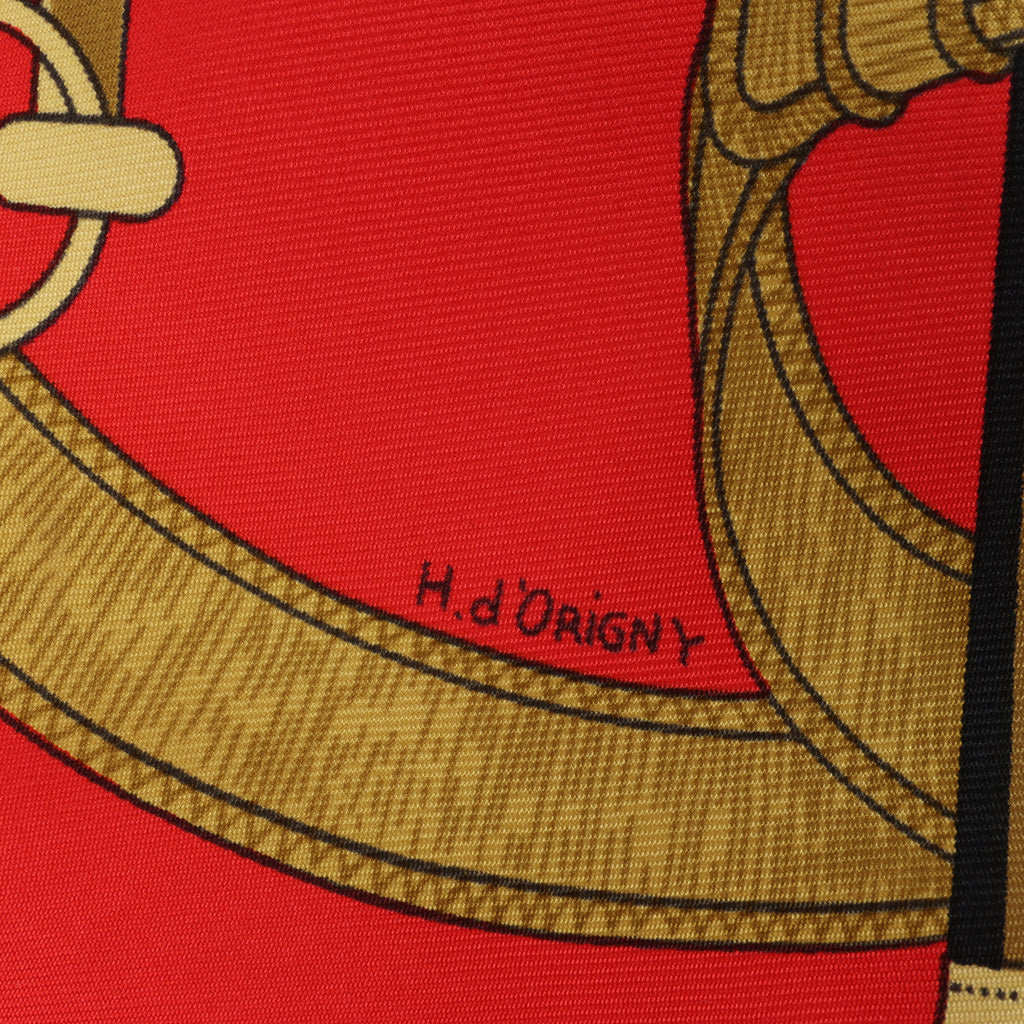 Hermès Carré 90 " Eperon d'or" Silk handkerchief in Red