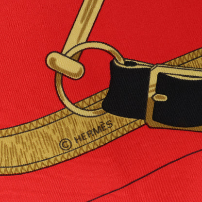 Hermès Carré 90 " Eperon d'or" Silk handkerchief in Red