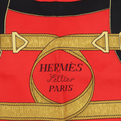 Hermès Carré 90 " Eperon d'or" Silk handkerchief in Red