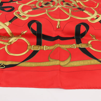 Hermès Carré 90 " Eperon d'or" Silk handkerchief in Red