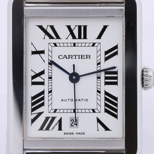 Reloj Cartier Tank Solo W5200028 3515780917TX SS AT con esfera plateada