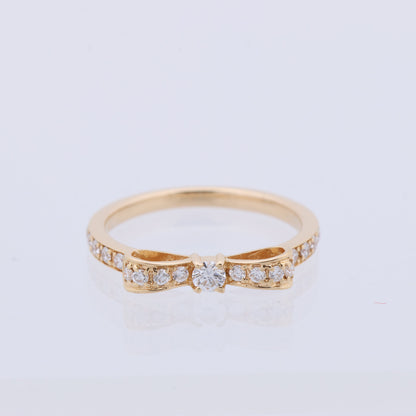 AVALONE Bow Diamond Ring K18(YG) 2.2g 0.25 ct