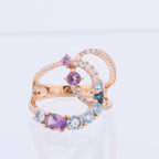 Non Signe / Unsigned Diamond Ring in Multicolor K18PG 5.3g 129 S008 D026