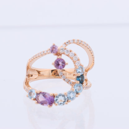 Non Signe / Unsigned Diamond Ring in Multicolor K18PG 5.3g 129 S008 D026