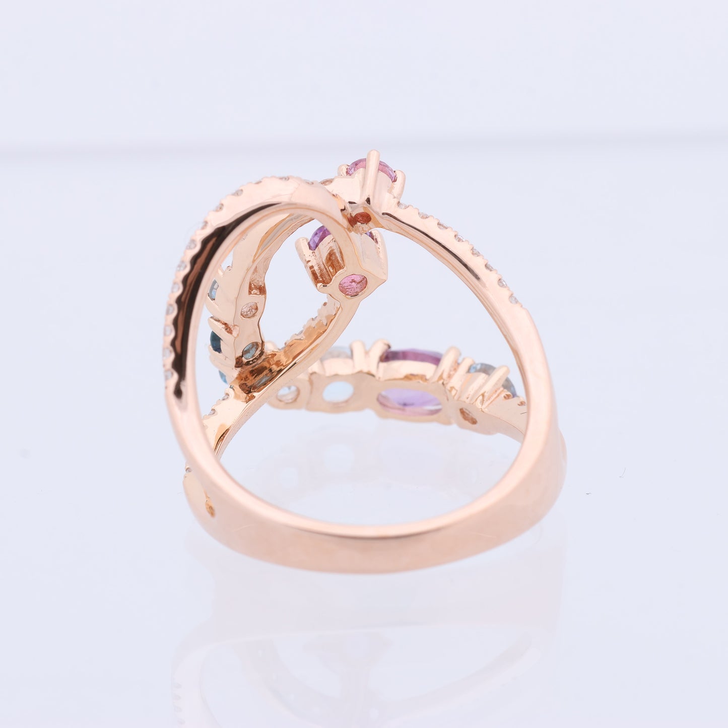 Non Signe / Unsigned Diamond Ring in Multicolor K18PG 5.3g 129 S008 D026