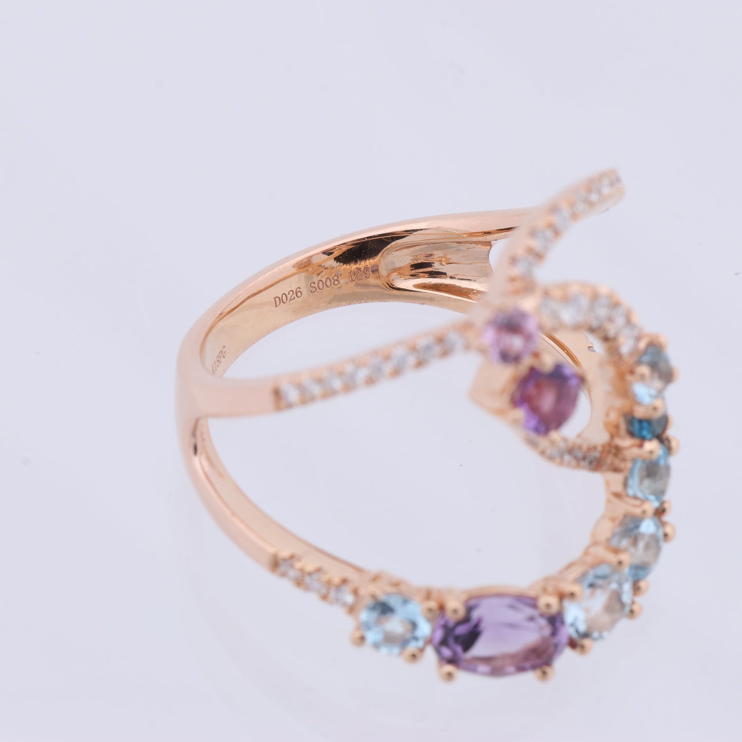 Non Signe / Unsigned Diamond Ring in Multicolor K18PG 5.3g 129 S008 D026