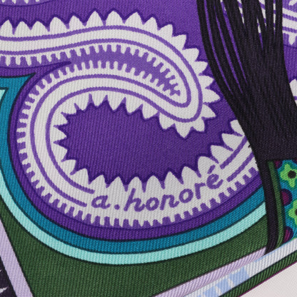 Hermès Carré 90 "CENT PLIS DES MIAO" Foulard 100% Soie en Violet