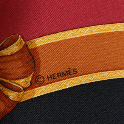 Hermès Carré 90 "ECOLE FRANCAISE D'EQUITATION" 100% Seidenschal in Rot x Schwarz