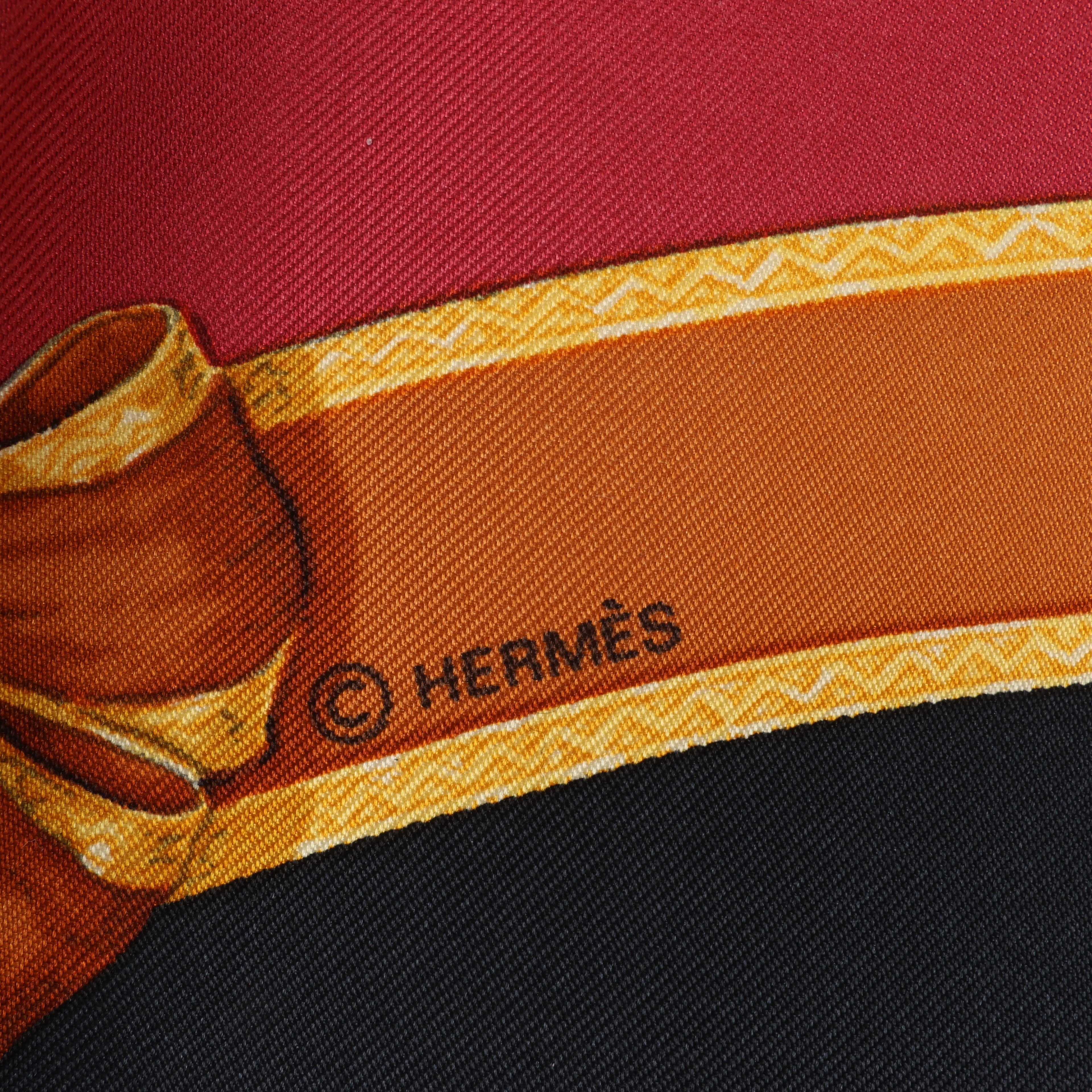 Hermès Carré 90 "ECOLE FRANCAISE D'EQUITATION" 100% Silk Scarf in Red x Black