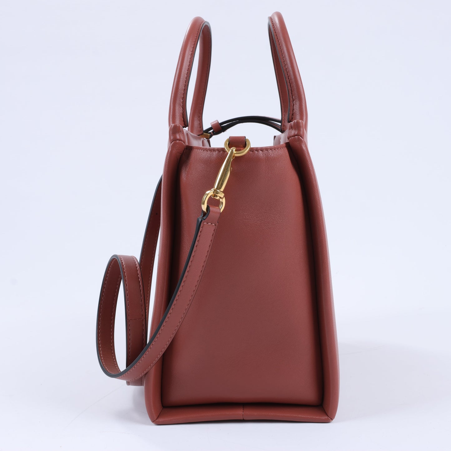 Valentino Garavani One Studs Leather 2Way Shoulder Bag in Chestnut