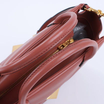 Valentino Garavani One Studs Leather 2Way Shoulder Bag in Chestnut