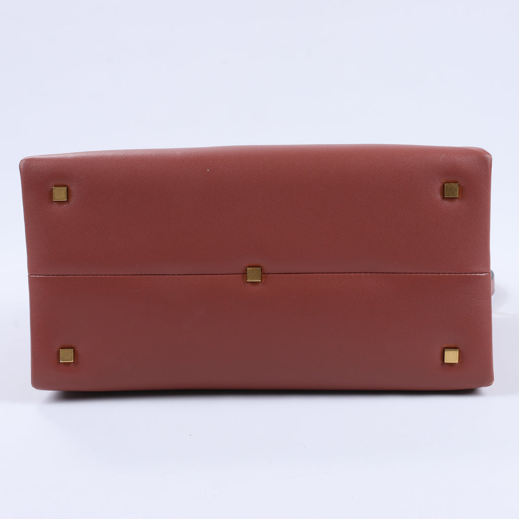 Valentino Garavani One Studs Leather 2Way Shoulder Bag in Chestnut